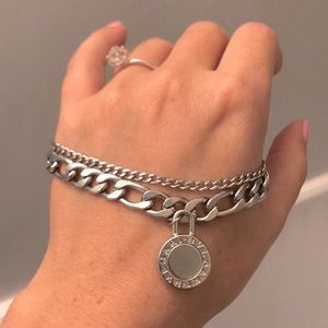 Authentic Bvlgari Pendant Double Chain Link Bracelet